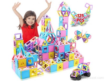 HOMOFY Lot de 125 blocs de construction magnétiques - Carreaux 3D arc-en-ciel magnétiques avec jeu - Jouet pour enfants de 3 4 5 6 7 8 ans