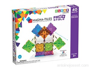Magna-Tiles Lot de 40 dalles magnétiques originales et primées créativité et éducative approuvées par les tiges couleurs claires et translucides