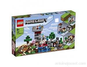 LEGO 21161 Minecraft La boîte de Construction 3.0 2-en-1 Set Château Forteresse Ferme avec Figurines de Steve Alex et Creeper