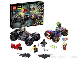 LEGO 76159 DC Comics Super Heroes La Poursuite du Joker en Moto à 3 Roues avec Batmobile Harley Quinn et Robin