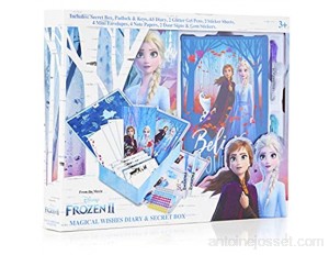 Disney Frozen 2 Coffret Journal Intime Fille et Boîte à Secrets de La Reine des Neiges 2 avec Elsa et Anna Autocollants Carnet Stylos et Strass Inclus Super Cadeau Fille pour Anniversaire Noel