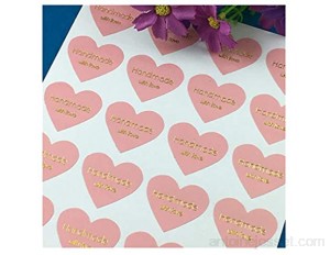 JLZK Fiabilité de la sécurité 500pcs / lot Rose Couleur thermoplinting Or à la Main avec Amour Stickers de Conception en Forme de Coeur d'une étiquette d'autocollant de Texte doré Papier