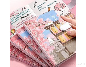 xingwang Journal Sakura avec adorable chat - Couverture rigide - Bloc-notes - Belle papeterie - Cadeau - Taille : 13 cm x 19 3 cm