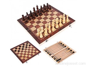 WAYYQX Jeu d'échecs Bois Chess Backgammon Checkers 3 sur 1 Ensemble D'échecs en Bois Jeu D'échecs De Voyage Jeu D'échecs en Bois Et De Morceaux D'échecs en Bois pour Paly pour Cadeau