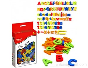 Fyeep Lot de 80 lettres et chiffres magnétiques pour réfrigérateur ou salle de classe lettres magnétiques en plastique alphabet pour enfants préscolaire à l'apprentissage de l'orthographe