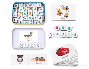 Jeu de cerveau lettres et chiffres magnétiques en bois jouets pour enfants aimants de réfrigérateur ABC lettres de l'alphabet cartes flash jeux d'orthographe comptage jouets d'apprentissage