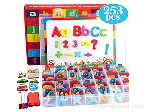 Lewo 253 PCS magnétiques Puzzle Lettres avec Tableau magnétique et boîte de Rangement Mousse Alphabet ABC Magnets pour Réfrigérateur Jouets éducatifs pour Enfants