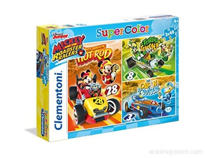 Clementoni - 25227 - Supercolor Puzzle - Mickey and the Roadster Racers - 3 x 48 Pièces - Disney - version allemande