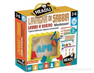 Headu- Leggo e Scrivo Montessori Jeu éducatif Tableau de Sable IT22403 Multicolore