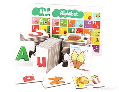 SunniMix Illustrations Animaux Alphabet Flash Cartes d\'apprentissage Éducatifs Enseignement Cognitive Compétences Majuscules Minuscules ABC Lettres Maternelle