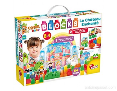 Lisciani- Jeux 1ER Age – CAROTINA Baby Blocks – Le Chateau ENCHANTE 2 en 1 – FR68579 Bleu Vert