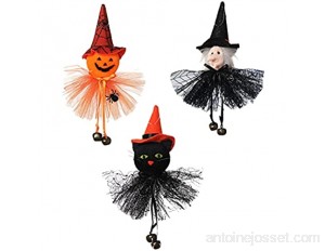 ABOOFAN 1 lot de 3 clochettes de fête d'Halloween en forme de citrouille couleurs assorties