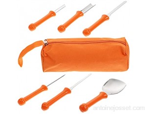 ABOOFAN Kit d'outils de sculpture de citrouille pour Halloween avec sac de rangement orange