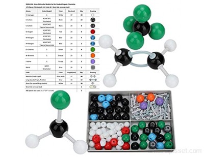 Hztyyier 179pcs Modele Moleculaire Kit Molécules Chimie Organique et iInorganique de modèles de Lien d\'atome pour l\'étudiant Enseignant