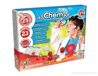 Science4you - Premier Kit de Chimie pour Enfants +8 Ans - Laboratoire Science avec 25 Experiences Scientifiques dond des Lunettes de Chimie pour Le Petit Chimiste 8 Ans Activite Manuelle et Educatif