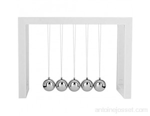 Zerodis Balancier Pendule de Newton Boule de Pendule Jeu Scientifique Jouet de Relaxation de Bureau Décoration de Maison métal SolideBlanc
