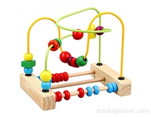 Iwinna Wooden Bead Maze Counting Toy for Babies Toddlers Roller Coaster Colorful Abacus Circle Toy Bead