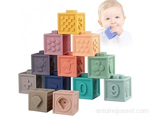 Sunarrive Cube Sensoriels Souples a Empiler - Cube d'activité Bébé - Jeux Eveil - Jouet Montessori Educatif - Jouet de Bain et Dentition pour Premier Age - Cadeau pour Bebe Enfant 6 9 12 Mois 1 2 Ans