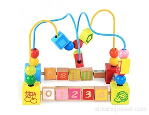 Cube d'activité en Bois Perles Maze Roller Coaster jouets éducatifs for les enfants en bas âge bébé autour du cercle de perles Amélioration des compétences en bois Jouets cadeau d'anniversaire for le