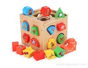 Huangjiahao Cube De Tri De Formes Cube d'activité en Bois avec l'éducation Forme Couleur Reconnaissance Empiler des Blocs Trier Jouets d'enfants Cadeaux for Enfants Cadeau Parfait de Noël