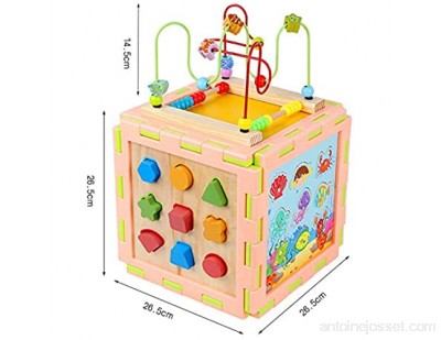 Huangjiahao Jouet Cube d\'activité Cube d\'activité avec Labyrinthe de Perles - Activité Bébé Cube Comprend Forme Sorter Abacus Counting Perles Counting pour Cadeau Enfant en Bas âge