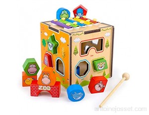 Jouet d'éducation Préscolaire pour les Tout-petits Cube d'activité en bois - Activité Cube apprenants Multifuncation Activité Jouets éducatifs Jouets d'apprentissage précoce Activité Cubes Cadeau de