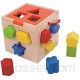 Tooky Toy - Cube motorique en bois - 12 formes - jouets pour enfants à partir de 3 ans avec aquarelle - environ 14 x 14 x 14 cm