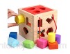 Yaunli Activité éducation précoce Jouet Cube Shape Sorter Toy Mes Blocs Première Construction en Bois Apprentissage de la géométrie Dons DE Jeux DIDACTIQUES Jouet Cube d\'activité en Bois