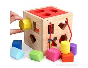 Yaunli Activité éducation précoce Jouet Cube Shape Sorter Toy Mes Blocs Première Construction en Bois Apprentissage de la géométrie Dons DE Jeux DIDACTIQUES Jouet Cube d'activité en Bois