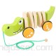 Jouet à tirer en bois jouet de corde en bois jouet à tirer à pied-un-long jouet à tirer en bois Crocodile pousser et tirer jouet pour tout-petit