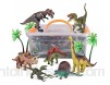 AINOLWAY Jouets de Dinosaures Figurines réalistes de Dinosaures avec Tapis de Jeu et Arbres Jeu de Jeu éducatif pour Dinosaures pour créer Un Cadeau du Monde de Dino pour Les Enfants