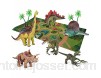 AINOLWAY Jouets de Dinosaures Figurines réalistes de Dinosaures avec Tapis de Jeu et Arbres Jeu de Jeu éducatif pour Dinosaures pour créer Un Cadeau du Monde de Dino pour Les Enfants