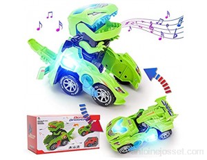 lelechong Dinosaurierauto Spielzeug Transform Cars Auto Spielzeug mit Licht und Musik Dinosaurier Auto zu Fuß Deformiertes Dinosauriergebrüll - Geschenke für Junge Kinder Von 3-11 Jahre