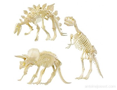 NUOLUX NUOLUX 4D Dinosaures Fossil Squelette Assortiment de jouets DIY 3 pièces Dino os os fossiles pour enfants garçons filles