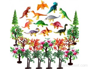 OrgMemory Décorations de gâteaux modélisme arbres avec bases animaux figurines de dinosaures pour décoration miniature ou décoration de gâteau 12 dinosaures et arbres.