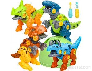 Sanlebi Démontage Dinosaure Enfant Jouet Bricolage Jeux Construction avec 4 Dinosaures Cadeau pour Garcon Fille
