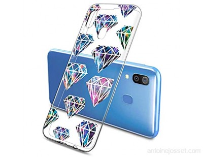 Oihxse Mode Motif de Diamant Case Compatible pour Samsung Galaxy A80/A90 Coque Silicone Ultra Mince Transparent Souple Bumper Crystal Clair Anti-Rayures Antichoc Protection Cover Diamant 6