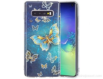 Nadoli Silicone Coque pour Samsung Galaxy S10 Personnalisé Brillant Placage Papillon Désign Clair Cadre Souple Ultra Fin Résistante aux Rayures Housse Étui