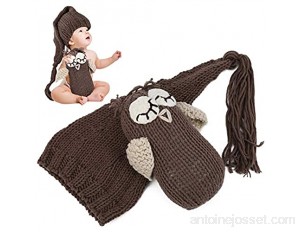 Poupée faite à la main en laine tricotée pour nouveau-né chapeaux de photographie avec jouet pour bébé kaki