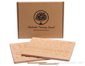 let's make Lot de 2 planches de calque en bois double face avec lettres de l'alphabet chiffres et motifs excellent jouet Montessori pour les tout-petits 25 4 x 20 3 x 1 3 cm
