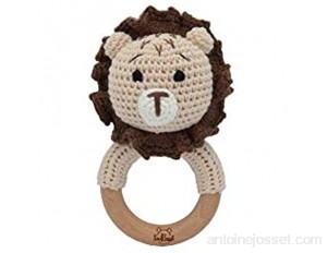 SaRassl Hochet en crochet pour bébé lion Simba - Dimensions : 14 5 cm x 7 5 cm - Hochet en bois