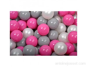 MeowBaby Balles de jeu pour enfants de 50 ∅ 7 cm - Balles en plastique - Fabriquées en UE - Gris/blanc/rose foncé