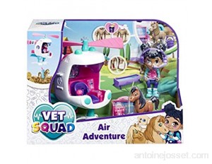 Vet Squad Robin & Helicopter-Air Adventure Figurine vétérinaire articulée avec véhicule Animal de Compagnie et Accessoires 7 6 cm