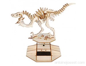 Balvi Puzzle 3D Dinosaur Kit à Monter Maquette d'un Squelette de Dinosaure avec mouvements Fonctionne à la lumière du Soleil Vélociraptor Bois 30 cm