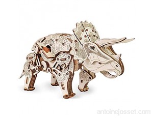EWA Eco-Wood-Art Dinosaure Triceratops 3D mécanique en Bois-Puzzle pour Adultes et Adolescents-Assemblage sans colle-283 pièces