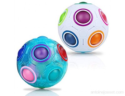 JQGO Magic Rainbow Ball 2 Pack Puzzle Ball Cube 3D Puzzle Educational Toys Brain Teaser for Kids & Adults White + Blue