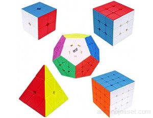 Maomaoyu Speed Cube Cube de Vitesse Pack de 5 Ensemble de Cubes 2x2 3x3 4x4 Megaminx Pyraminx Pyramide Cubesans Autocollant
