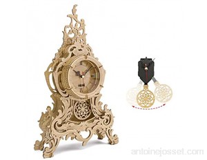 nicknack Horloge de Puzzle en Bois 3D pour Adultes Kits de modèles découpés au Laser - Grande Horloge à Pendule Baroque lumière