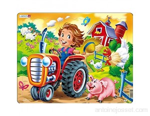 Larsen BM7 À la Ferme: Tracteur Racing Un Cochon Puzzle Cadre avec de 15 pièces