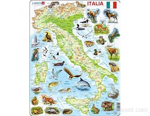 Larsen K83 Italie Carte Physique édition Italien Puzzle Cadre avec de 65 pièces